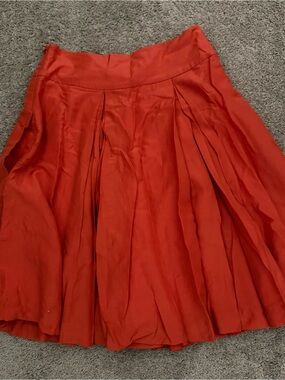 Women's Burnt Orange Pleated A-Line Skirt